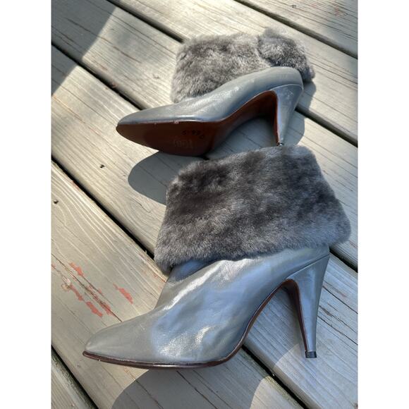 Vintage glam ancle booties gray fur shearing elegant Spain luxury bohemian - Picture 8 of 13